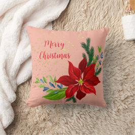 Poinsettia Floral Bouquet Kissen