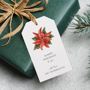 Poinsettia Floral Christmas Holiday Script Geschenkanhänger