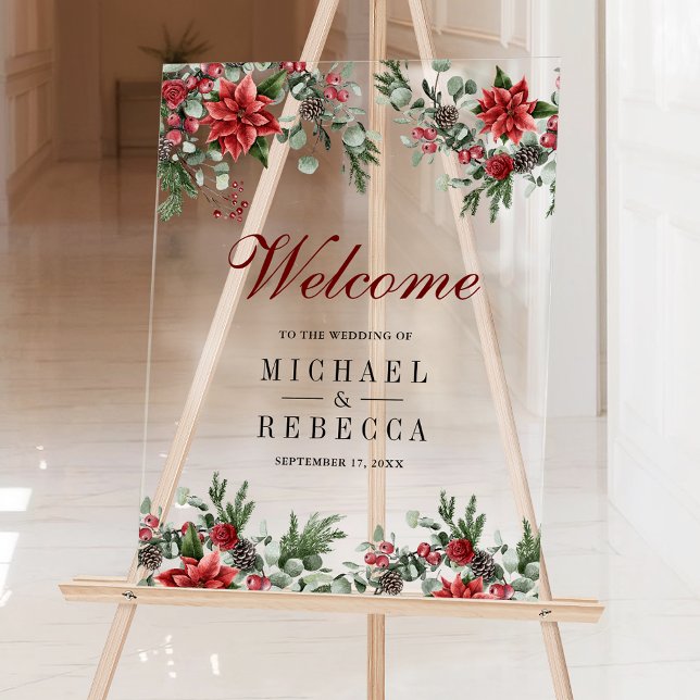 Poinsettia Floral Christmas Wedding Welcome (Créateur téléchargé)