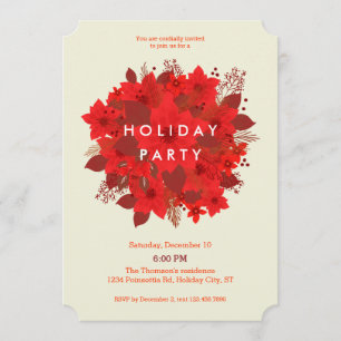 Poinsettia Floral Decor Fête Invitation