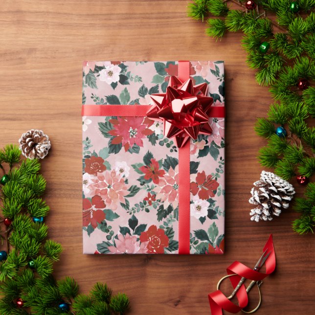 POINSETTIA FLORAL GESCHENKPAPIER (Feiertagsgeschenk)