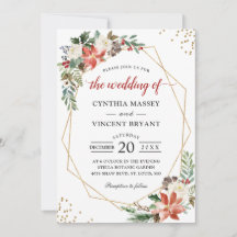 Poinsettia Floral Gold Geometric Christmas