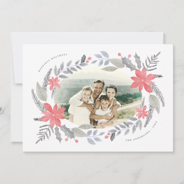 Poinsettia Floral Hand gezeichnet Holiday Garland  (Vorderseite)