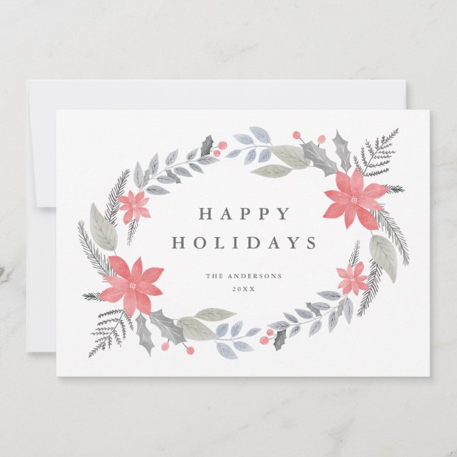 Poinsettia Floral Hand gezeichnet Holiday Garland (Vorderseite)