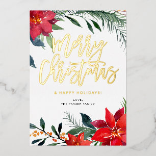 Poinsettia Florales Frohe Weihnachten Folieneinladung