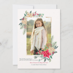 Poinsettia Foto Frame Holiday Grußkarte Feiertagskarte