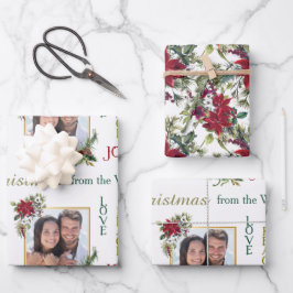 Poinsettia Foto Template Liebe Friede Freude Weihn Geschenkpapier Set