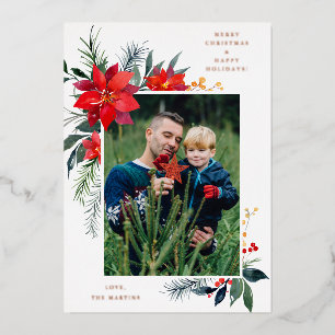 Poinsettia Frame V Foto Holiday Folieneinladung