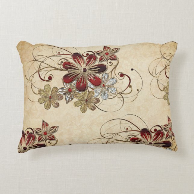 Poinsettia Gemstone Coussin de l'accent de Noël (Devant)
