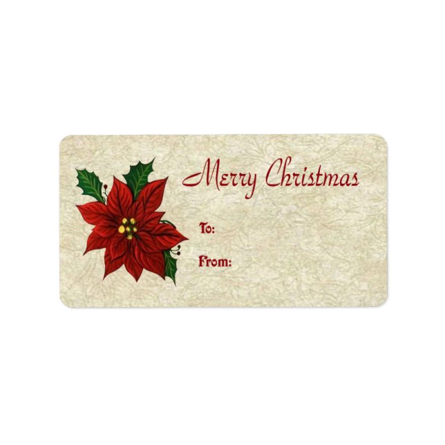 Poinsettia Gift Tags Adressaufkleber (Vorne)