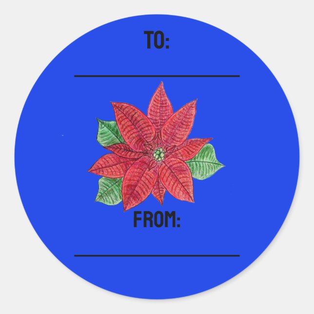 Poinsettia Gifting Stickers - Blau (Vorderseite)