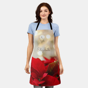 Poinsettia, Glänzende Goldschneeflocken- Personali Schürze