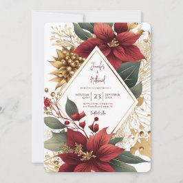 Poinsettia Goldene Weihnachtsfeier Einladung
