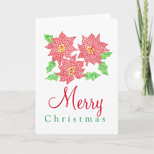 Poinsettia Grußkarte Feiertagskarte (Vorderseite)
