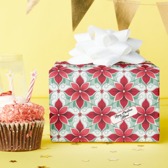Poinsettia hat das moderne Weihnachtsmuster inspir Geschenkpapier (Geburtstagsparty)
