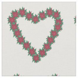 Poinsettia Hearts Red Green White Christmas Fabric Stoff
