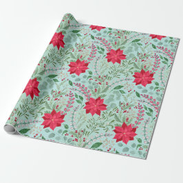 Poinsettia-Heather-Aquarell-Glitzer Geschenkpapier