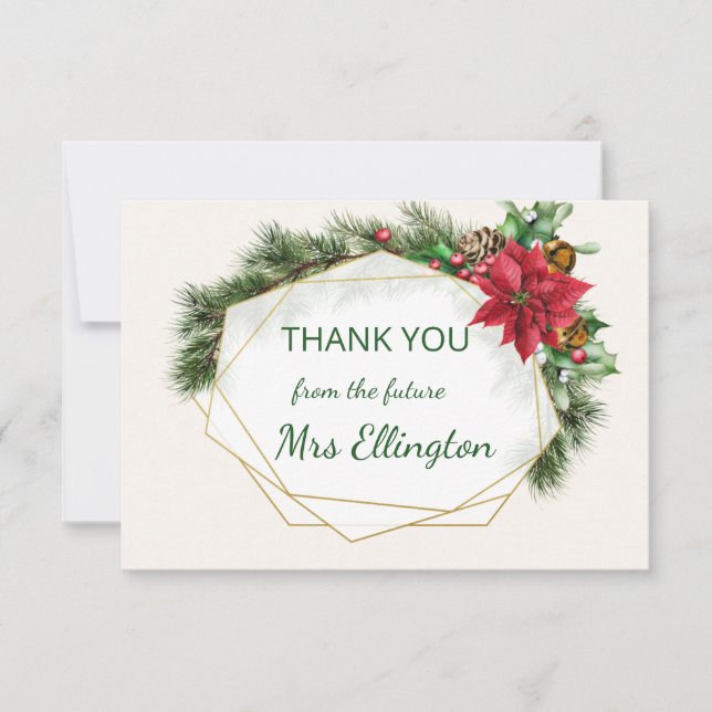 Poinsettia, heilig, Pine Christmas Danke (Vorderseite)