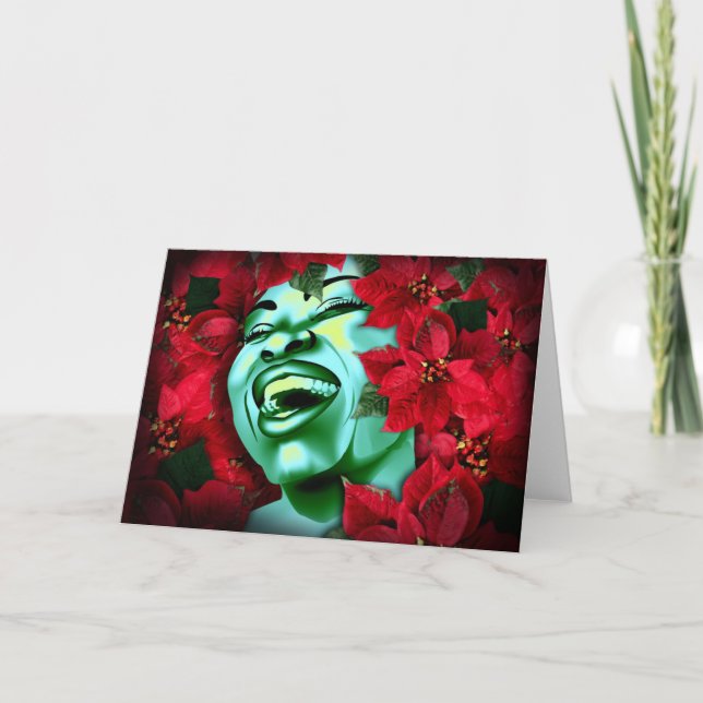 Poinsettia-Himmel Feiertagskarte (Vorderseite)
