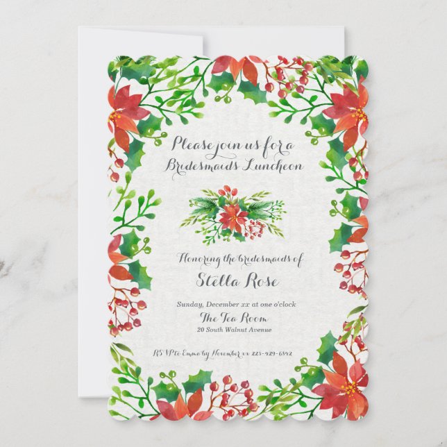 Poinsettia-Hochzeit Einladung (Vorderseite)