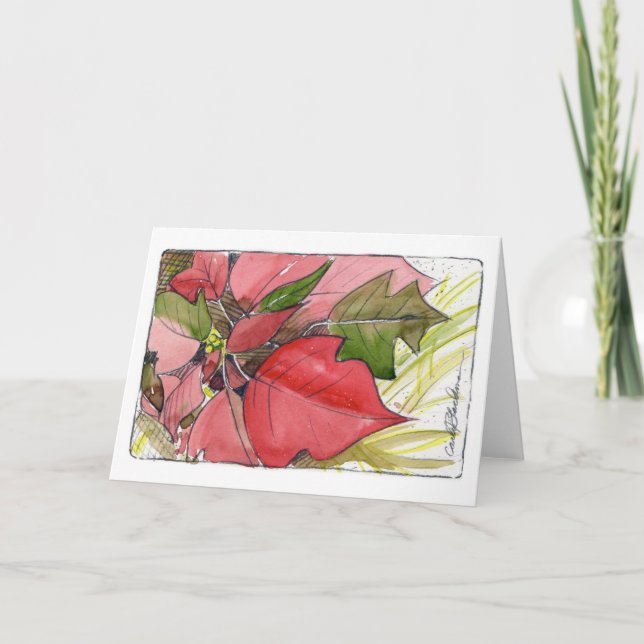Poinsettia Holiday Card Feiertagskarte (Vorderseite)