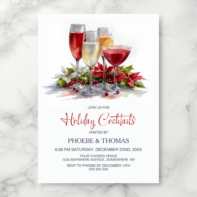 Poinsettia Holiday Cocktail Party Einladung (Von Creator hochgeladen)