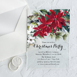Poinsettia Holiday Floral Christmas Partys Company Acryleinladungen