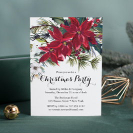Poinsettia Holiday Floral Christmas Partys Company Einladung