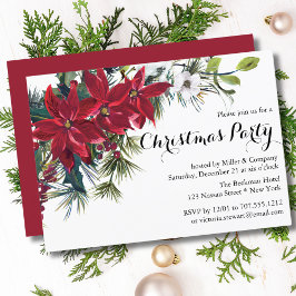 Poinsettia Holiday Floral Christmas Partys Company Einladung