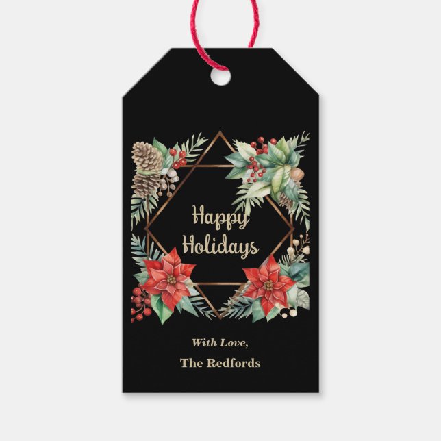 Poinsettia Holiday-Geschenk-Tag Geschenkanhänger (Vorderseite)