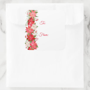 Poinsettia Holiday Weihnachtsaufkleber Geschenke T Quadratischer Aufkleber