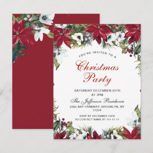 Poinsettia Holiday Weihnachtskarte Party Einladung Postkarte