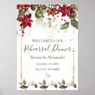 Poinsettia Holly Répétition Dîner Affiche de bienv