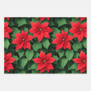 Poinsettia, Holly, Weihnachtsspielzeug - Hintergru Geschenkpapier Set