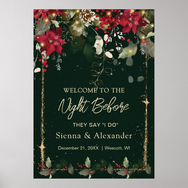 Poinsettia Holly Willkommen in der Nacht vor der U Poster (Vorne)