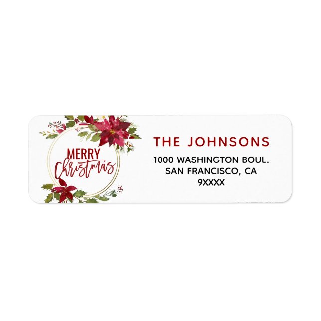Poinsettia Holly Wreath Red Gold Merry (Vorne)