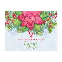 Poinsettia Holly Xmas Weihnachtskarte