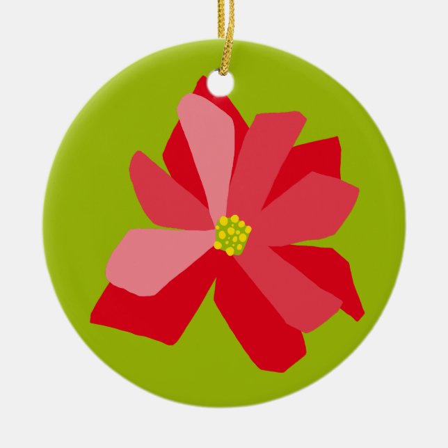 Poinsettia Illustration Keramik Ornament (Vorne)
