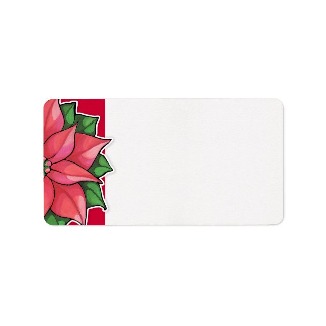 Poinsettia Joy red Address Label Adressaufkleber (Vorne)