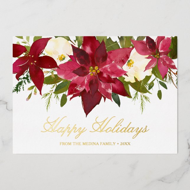 Poinsettia Joyeuses Vacances Élégantes Noël (Recto)