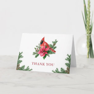 Poinsettia & Kardinal Weihnachtsfeiertage Dankeskarte