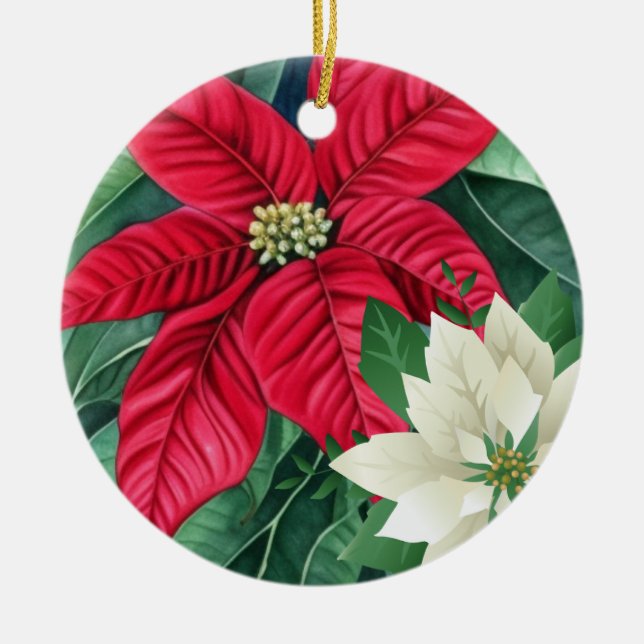Poinsettia Keramik Ornament (Vorne)