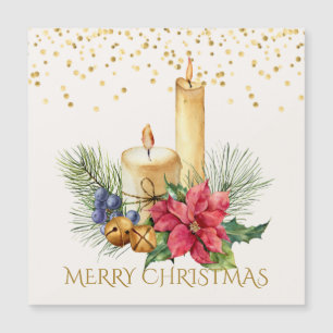 Poinsettia, Kerzen, Kiefer WeihnachtsMagnetkarte Magnetkarte