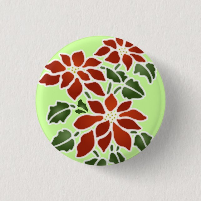Poinsettia-Knopf Button (Vorderseite)