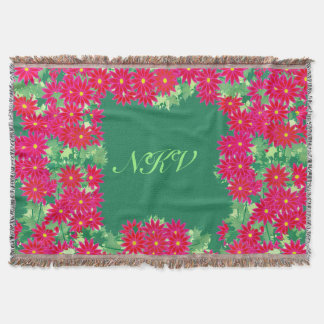 Poinsettia Kranz mit Monogramm, Rot und Grün Decke