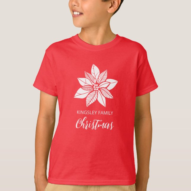 Poinsettia Matching Christmas Red T-Shirt (Vorderseite)
