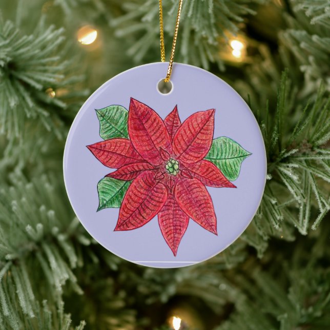 Poinsettia MEMORIAL Ornament/Lavender - Anpassen! Keramik Ornament (Baum)