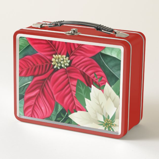 Poinsettia Metall Brotdose (Vorderseite)