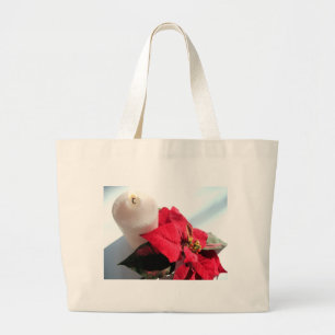 Poinsettia mit Kerze Jumbo Stoffbeutel
