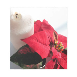 Poinsettia mit Kerze Notizblock